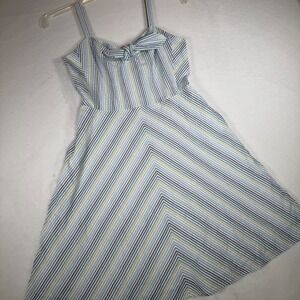 Draper James Striped Bow Front Fit‎ Flare Dress Blue Green Women's Size 4